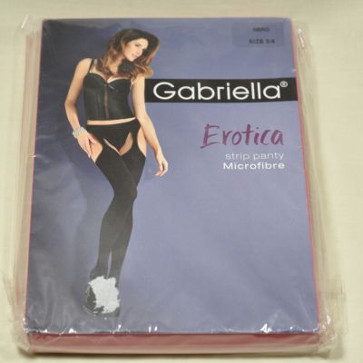 NEW Gabriella Tights Erotica Microfiber Strip Panty Suspender Black Size M/L